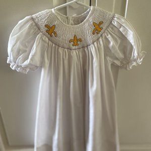 Simply Smock White Fleur de Lis Dress
